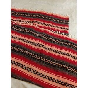 Southwestern Serape Vintage Indian Mexican Blanket Rug 76x50